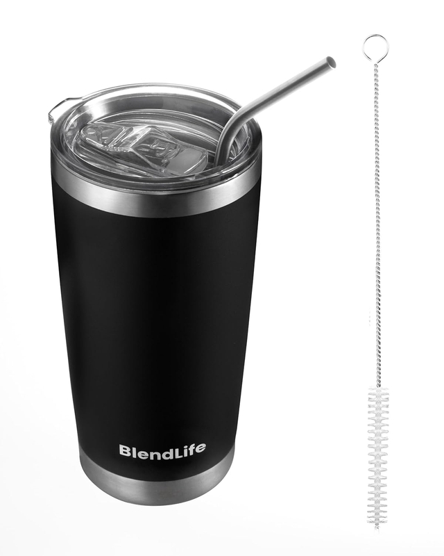 BlendLife Premium Insulated Tumbler (600ml) with Straw
